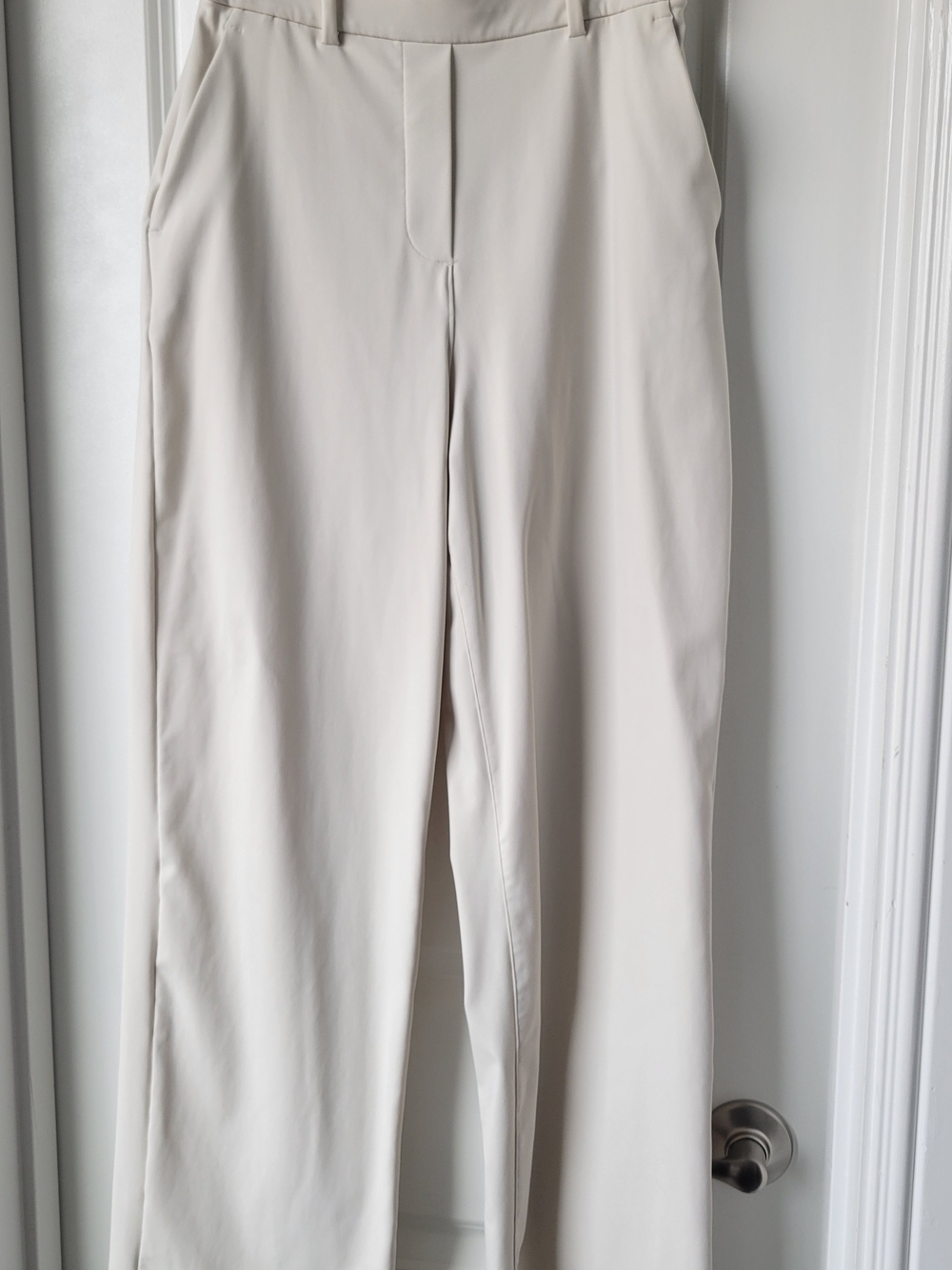 Cream Straight-Leg Dress Pants